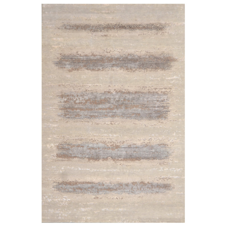Abstract Area Rug in Taupe, Incorrect Rectangle 6'2" x 9'3"