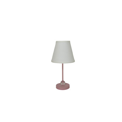 Pink Metal Accent Lamp With White Textured Linen Lamp Shade