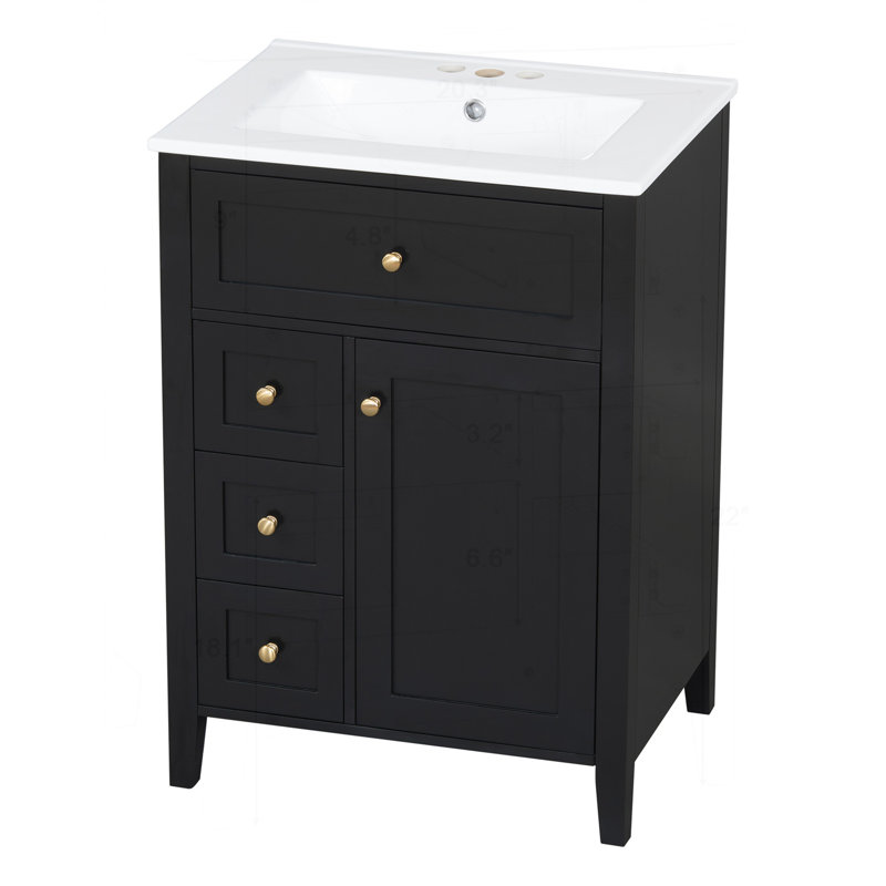 24" Bathroom Vanity with Sink, Black
