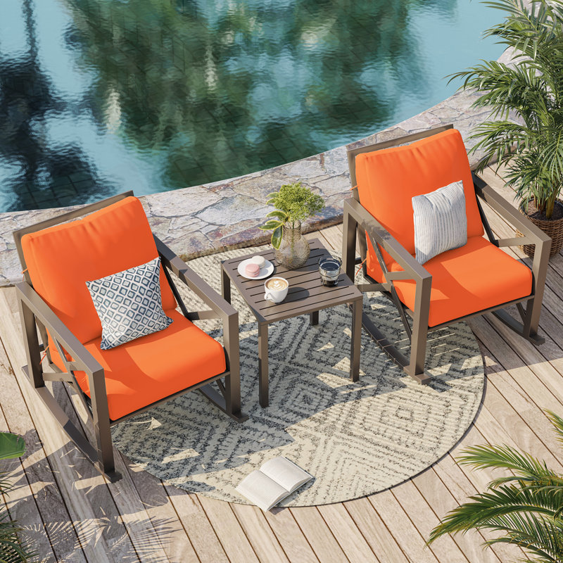 3 Piece Outdoor Patio Seating Set, Orange
