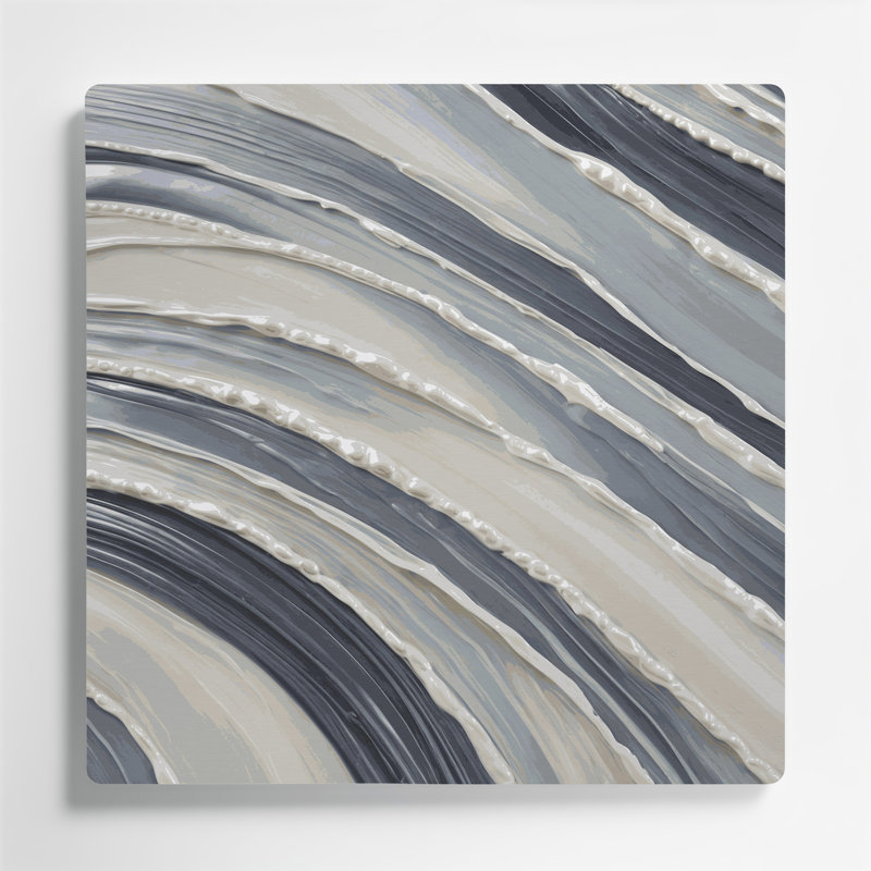 Art mural horizontal gris rayé gris perle, H 12 po x l 12 po