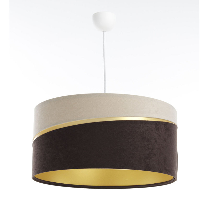 Reppert 1 - Light Drum Pendant, 112cm H x 60cm W x 60cm D, Beige/Brown, White
