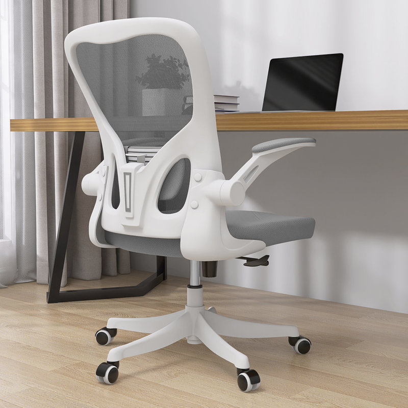 Hyers Home Ergonomic Office Chair With Lumbar Support, Swivel High Back Computer Chair, Breathable Mesh Desk Chair, PU Silent Wheels, Flip-Up Arms