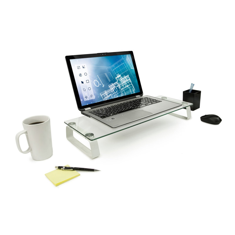 Montez-le! Support pour écran d'ordinateur en verre et support pour ordinateur portable, 22 pouces de largeur, 44 livres Capacité de charge