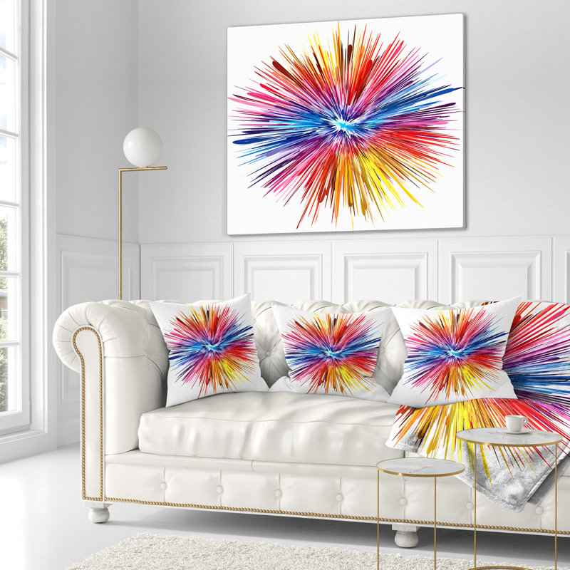 Color Explosion - Coussin décoratif à imprimé abstrait, 16 po x 1 po, Carré
