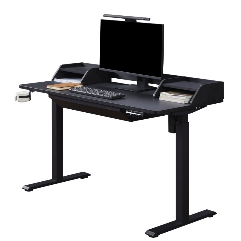Standing Desk with Accessory Set, Desk Shelf and Desk Drawer, 120cm x 60cm, Black