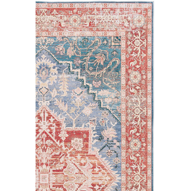Tapis Arizona 137 bleu vert / rouille, Rectangle de 5 pi x 8 pi
