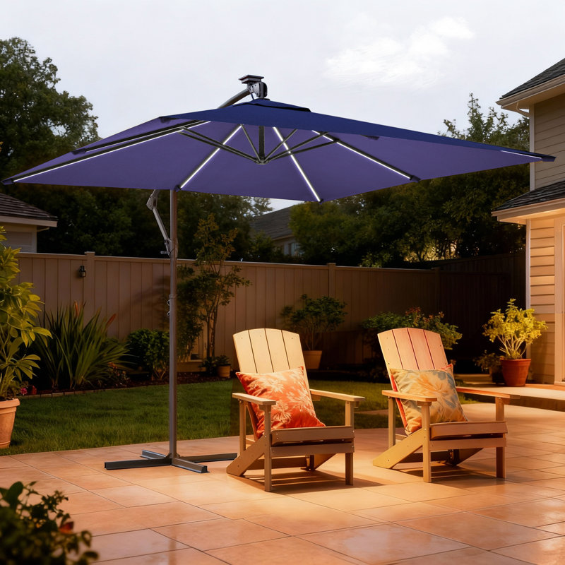Parasol d'extérieur de 8,2 x 8,2 pi, protection contre les rayons UV pour jardin, terrasse, bord de piscine, Bleu Nary