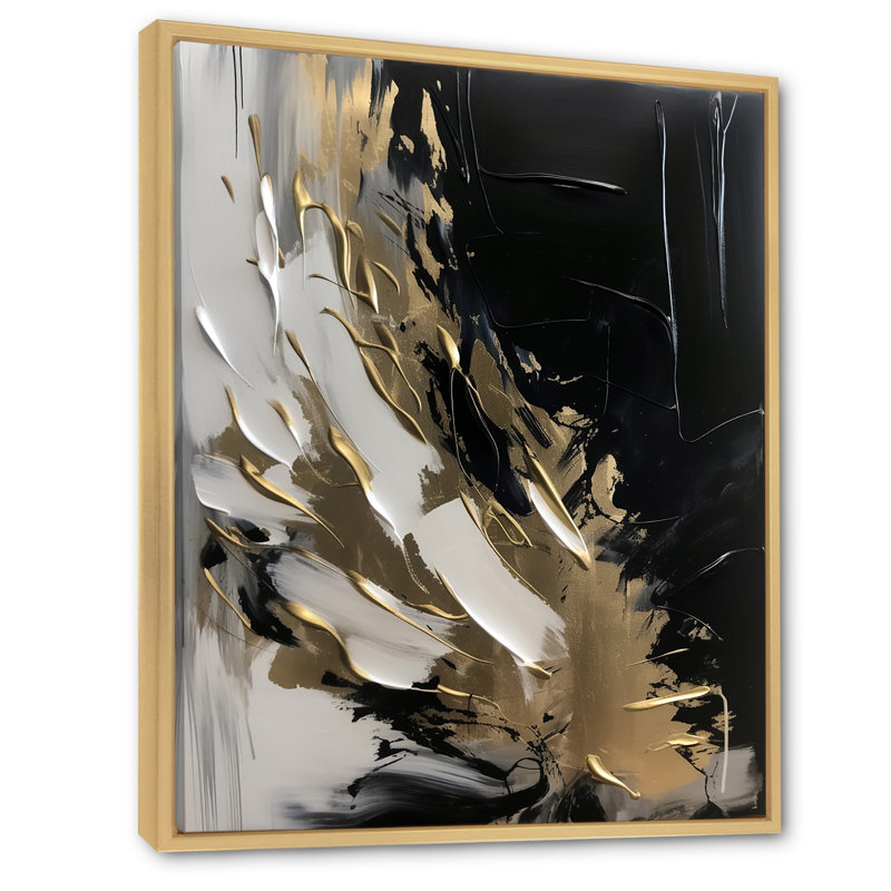 Organic Bliss Minimal Abstract Gold and Black - Art abstrait, peinture murale, H 32 po x l 24 po x P 1 po