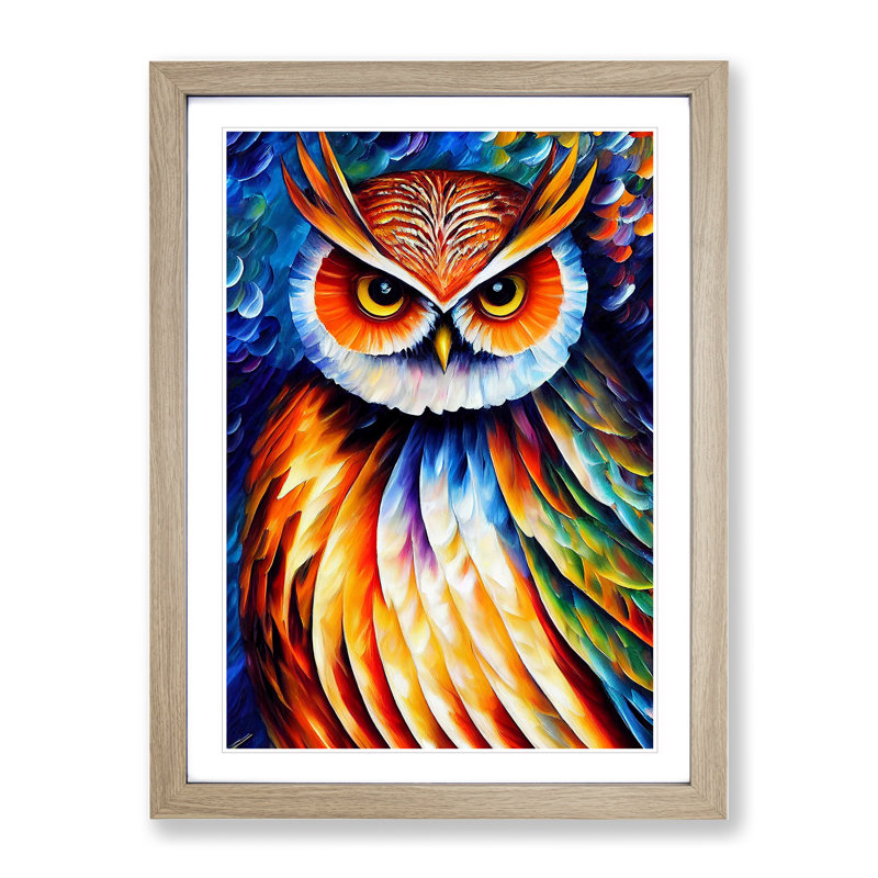 Portrait of a Long Eared Owl No.10 1 Piece Single Picture Frame Painting, 64cm H x 46cm W x 2cm D, Oak Framed