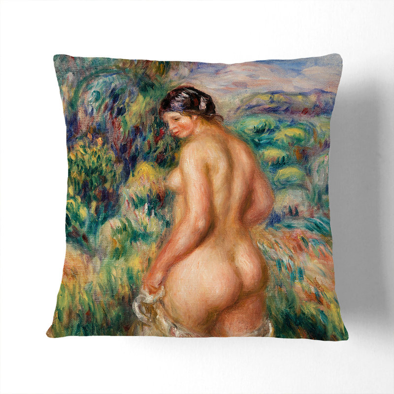Standing Bather Square Throw Cushion, Stone, 40cm H x 40cm W x 15cm D