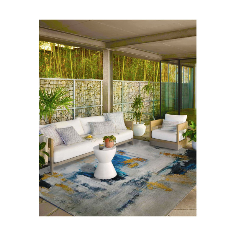 Tapis tissé à base aquarelle lavable, Sous-tapis carré 3 pi 3 po inclus