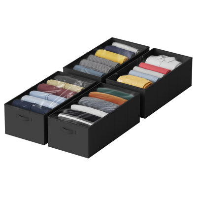 4 Pack 10" High Under Bed Storage Containers, Large Organizer Bins with Lids for Bedroom, Closet, Dorm and Blanket Storage