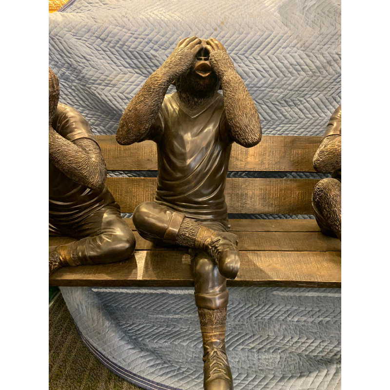 Three Wise Monkeys On Bench Large Bronze Statue Bronze - Size: 52" X 32" X 36"H