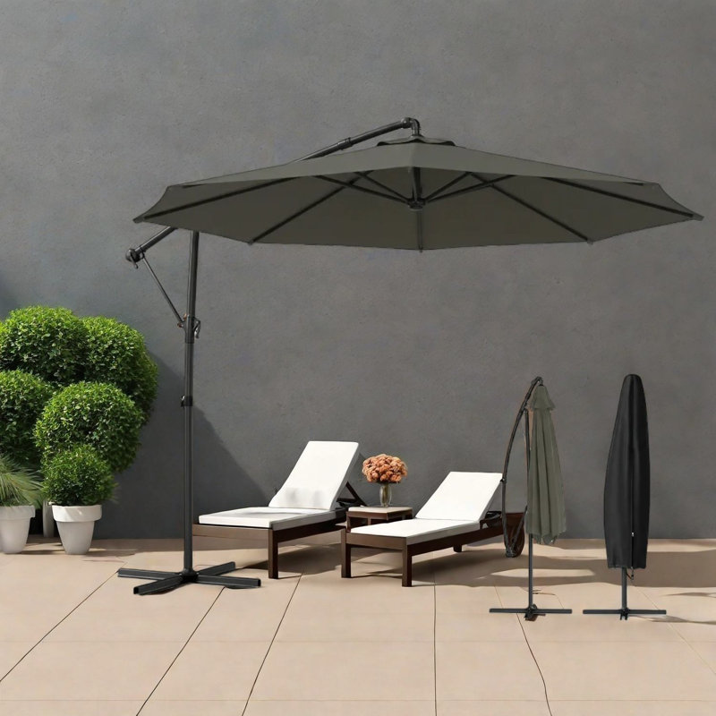 Grand parasol de patio durable, acier de polyester, ombre de jardin moderne