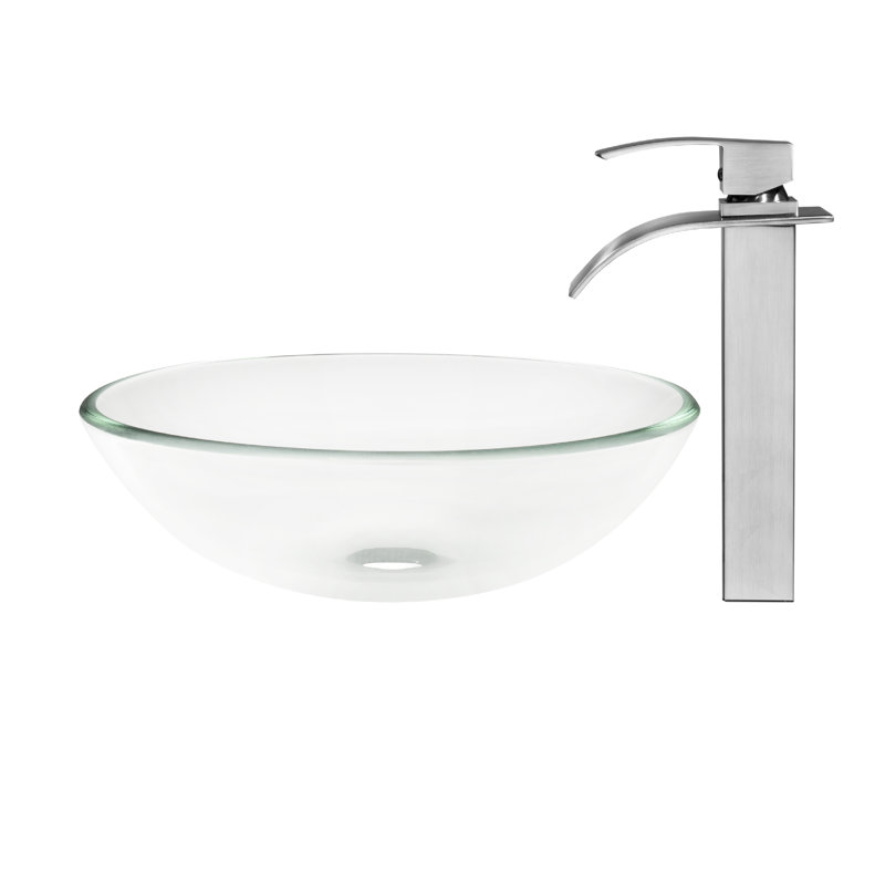 Lavabo de salle de bain circulaire en verre avec robinet bonificare