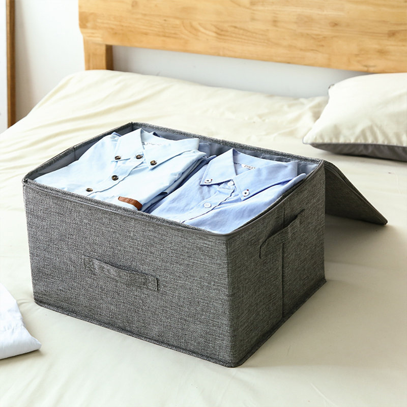 Rebrilliant Fabric Bin, Gray, 6" H x 15" W x 10" D
