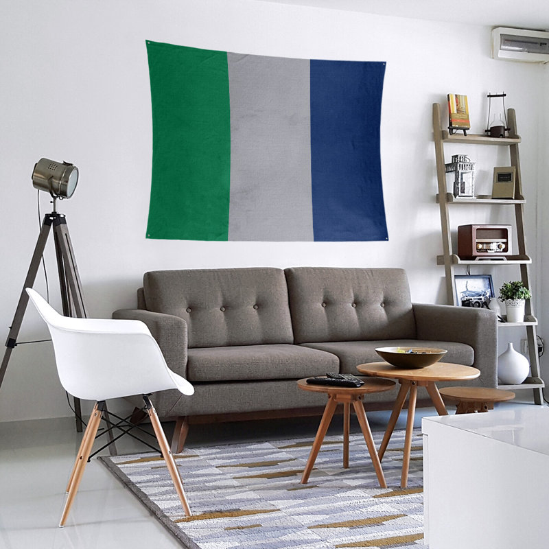 Tapisserie de polyester Vancouver, H 68 po x l 80 po, Vert / gris froid / bleu