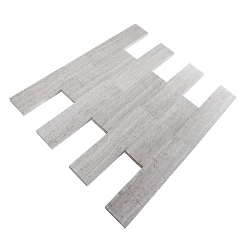 Natural 1.89" x 8" Marble Look Wall & Floor Tile, Wooden White