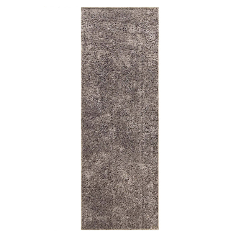 Hemsworth California Shag Solid Polyester Non-Slip Indoor Area Rug or Runner With Foam Backing, Runner 2'7" x 8', Warm Stone