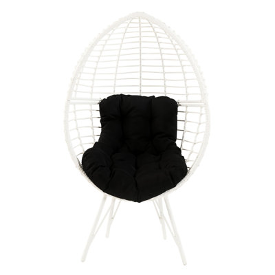 Chaise d'extérieur relaxante avec coussin rembourré de mousse - patio noir et blanc