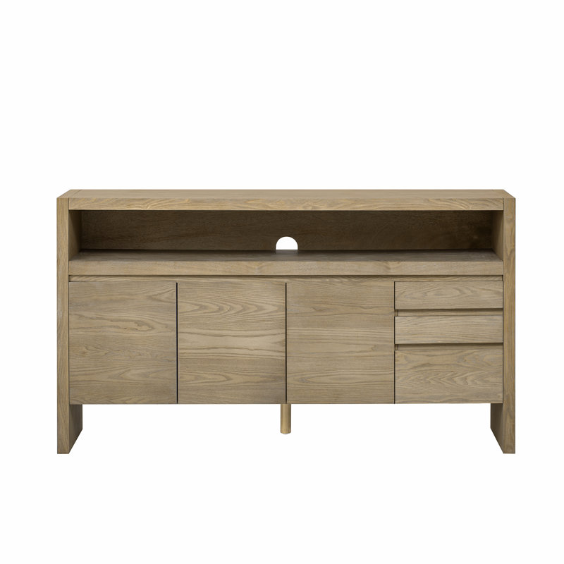 60" 3-Door Sideboard with 3 Drawers, Natural, Natural, Natural