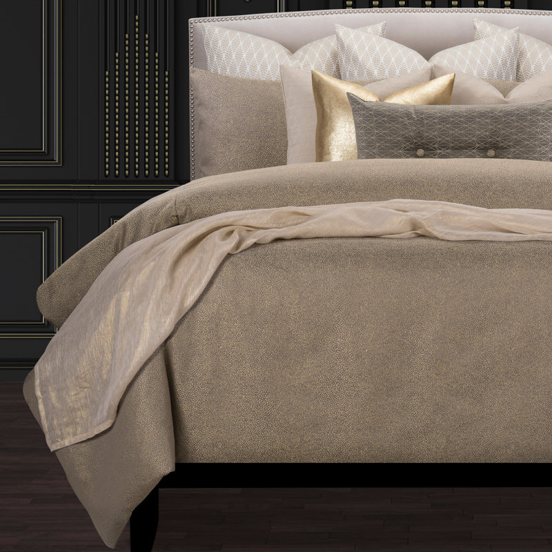 Effervescent Shimmering Luxury Duvet Cover & Insert Set, Twin Duvet Cover + 1 Throw Pillow, Spa