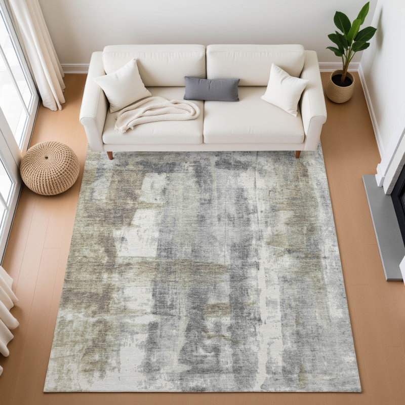 Premium Machine Washable Mouton Abstract Rug, Rectangle 5' x 7'6"