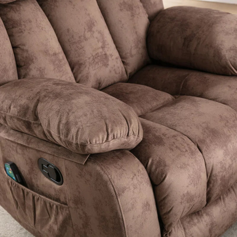 Fauteuil inclinable manuel pivotant de 37,4 po en microfibre avec chaleur et massage, Dune ombre