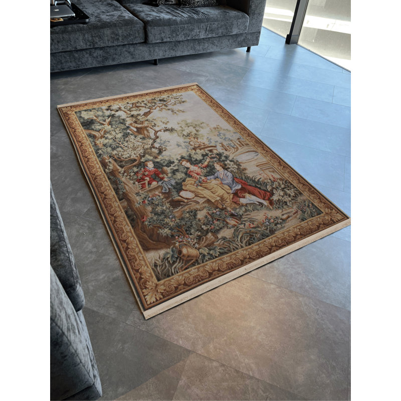 Tapis beige lavable intérieur / extérieur Sparrow, Rectangle de 5 pi x 8 pi