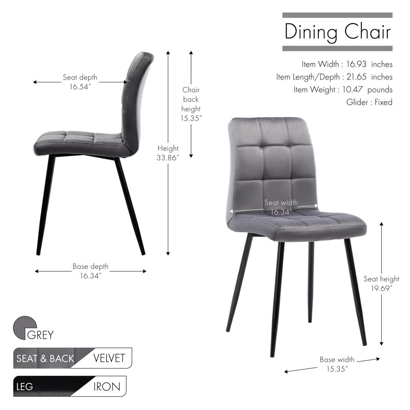 Coffield 50cm H Upholstered Side Chair, Grey