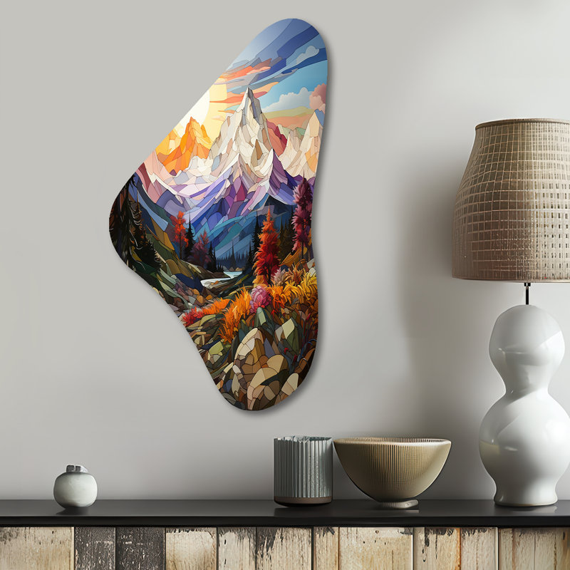 Décoration murale irrégulière en métal Hahnville - Mountains Boomerang, H 31 po x l 17 po x P 1 po