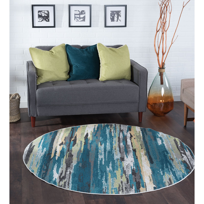 Tapis bleu camouflage, Rond 5 pi 3 po
