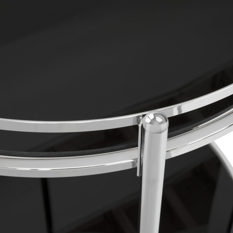 Hayet Metal Bar Cart, Black Glass