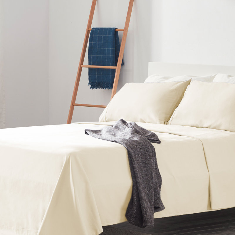 Microfiber Percale Sheet Set, Full Sheet Set + Fitted Sheet + 2 Pillowcases, Beige