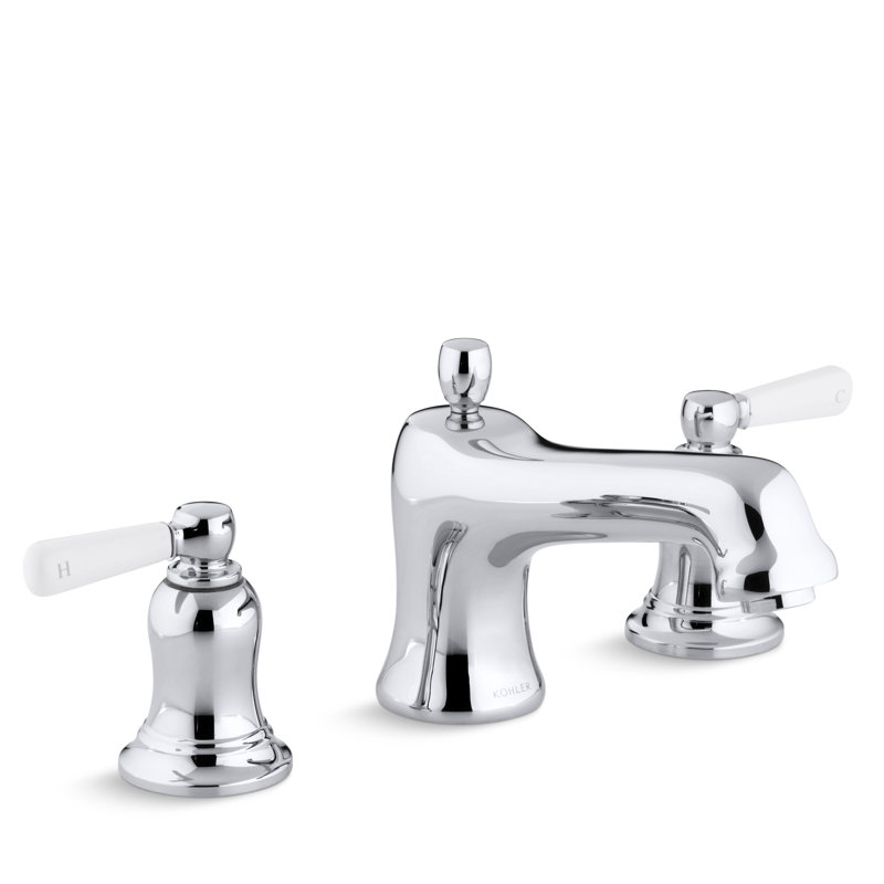 Bancroft Bath Faucet Trim for Deck-Mount High-Flow Valve with Non-Diverter Spout and Metal Lever Handles, Valve Not Included