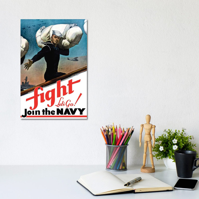 WWII Poster Of A United States Sailor Heading Off To War by Stocktrek Images - Wrapped Canvas Print, 20.32 cm H x 30.48 cm W