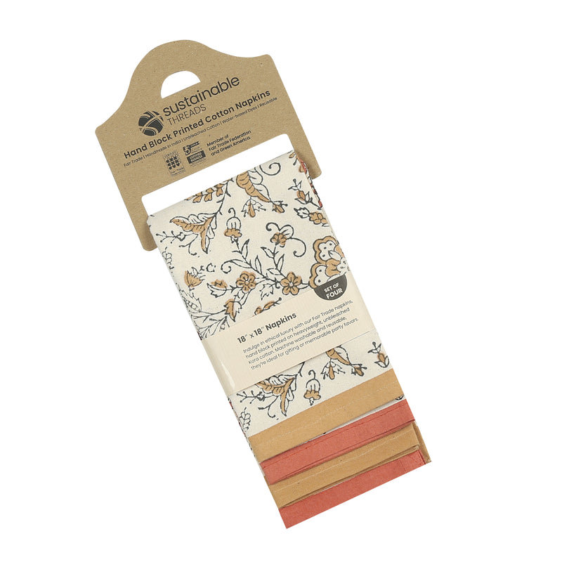 IVY Cotton Napkins – Set Of 4, Orange/Yellow