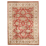Hand Knotted Wool Area Rug in Red And Ivory