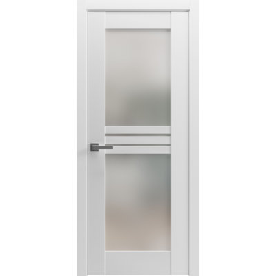 Solid French Pre-Hung Door Opaque Glass 4 Lites / Mela 7222  / Single Regular Panel Frame Handle / Bathroom Bedroom Modern Doors