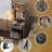 Makeup Vanity Set with LED Lights and Power Outlets-507349880
