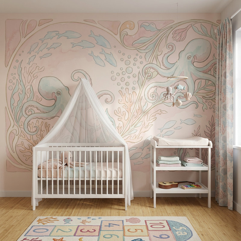 Décoration murale amovible Octopus, 100 po x 96 po, Peler et coller