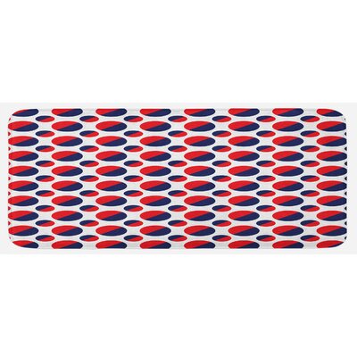 Abstract Colorful With Half Circles Rounds Artwork Image Navy Blue Red And White Kitchen Mat -  East Urban Home, 4CAF0A848AEB438B852C2962B5B9064C