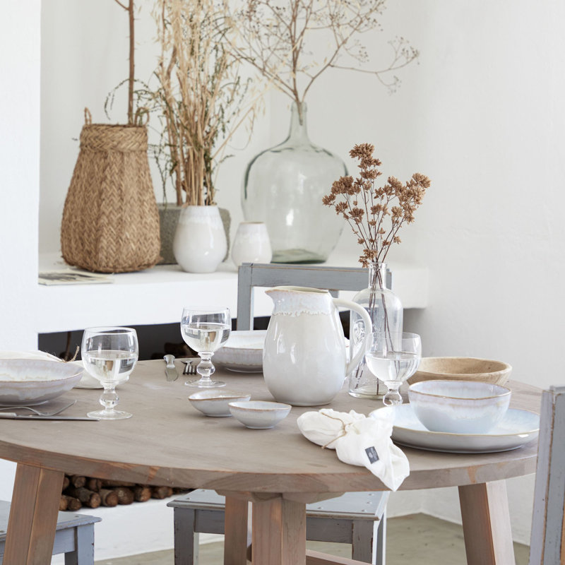 Brisa White and Beige Ceramic Serving Bowl