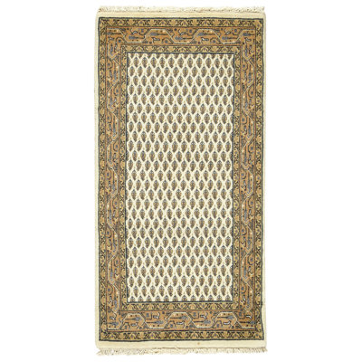 Hand Knotted Wool Area Rug in Cream And Peach