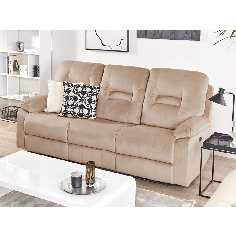 Aldea 3 Seater Velvet Electric Reclining Sofa, Beige