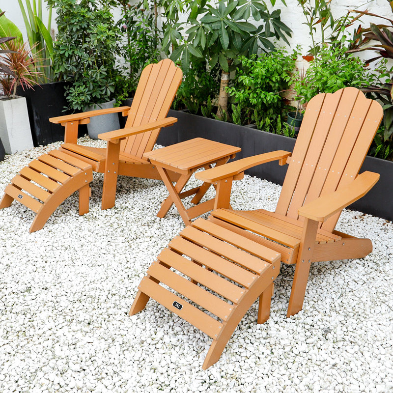 Repose-pieds de jardin de style avec repose-pieds en bois toutes saisons à finition brune pour jardin, patio, terrasse