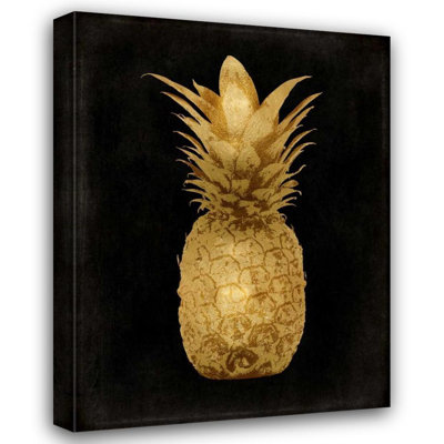 House of Hampton® Bennett, Kate Gallery Wrapped Canvas Art Titled: Gold Pineapple on Black I