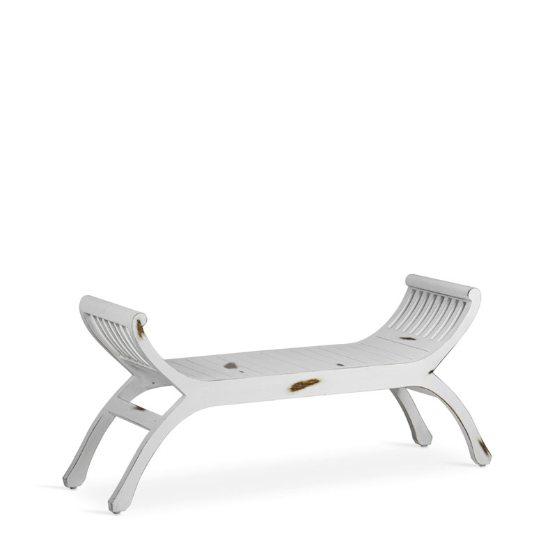 Yuyu Solid Wood Bench, Aged White