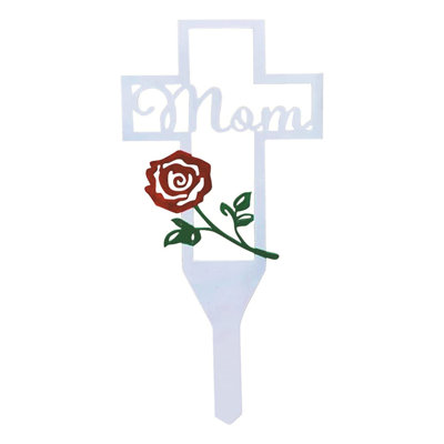 1pcs Large Metal Cross Garden Stake for Dad Mom, Cemetery Memorial Cross for Grave